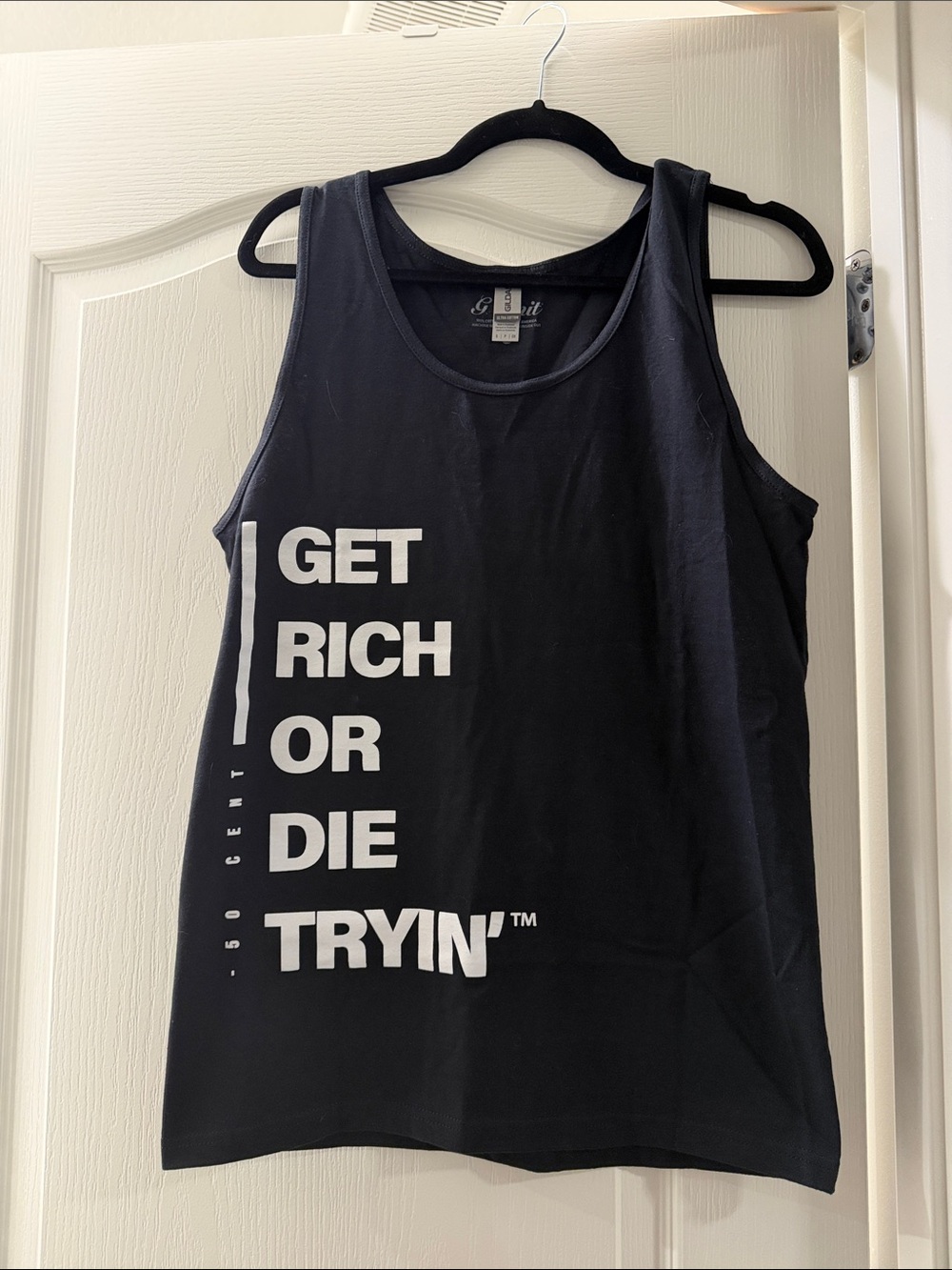 Men's Black Graphic Tank Top - Get Rich or Die Tryin' NEVER Worn!